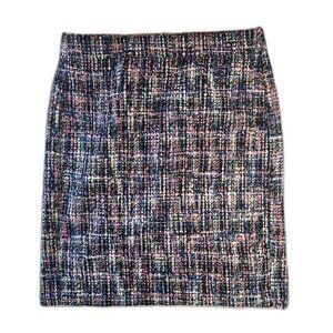 Loft Tweed Pencil Skirt | Size 8 31" Waist | Pink Blue Black White | Fall Winter